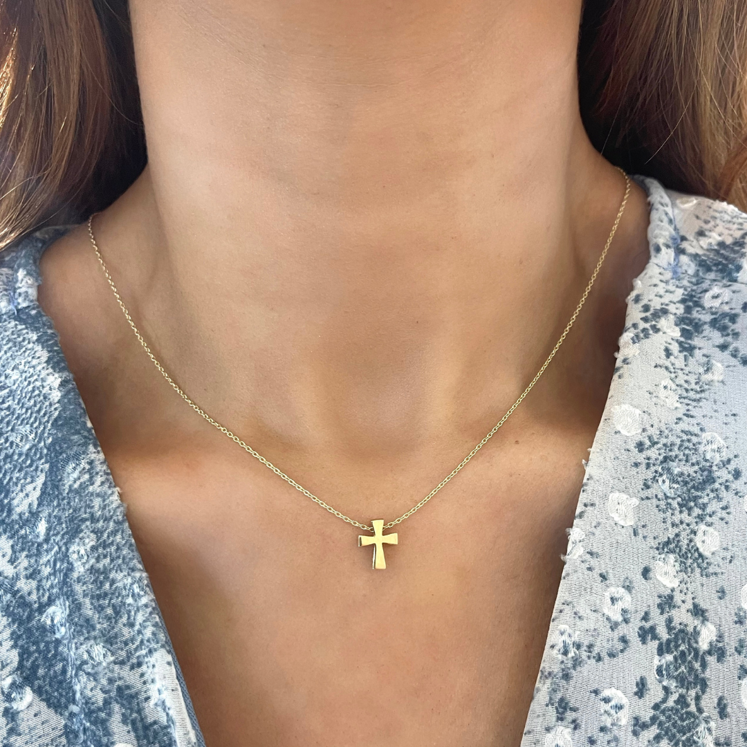 White Gold Cross Pendant with Bethlehem Olive Wood | Jewelry by Johan -  Jewelry by Johan